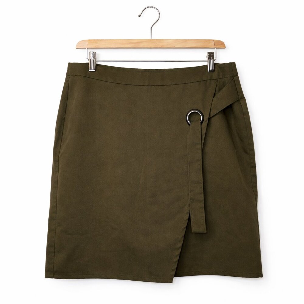 KAFFE | Olive Green Tie Waist Skirt - Women's 38